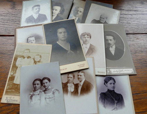 15x starožitná kabinetní fotografie, kabinetky