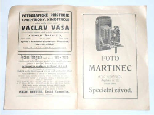 Informační foto BROŽURA • příloha, inzerce 1930