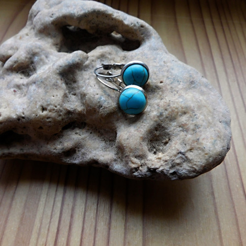 Naušnice -nerez-tyrkenit.....10mm