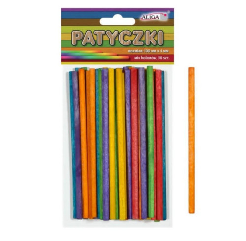 Kreativní dřívka Aliga barevné 100 x 4 mm 50 ks