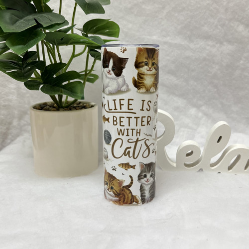 Termohrnek Life is better with cats 590ml