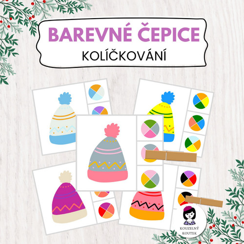 Barevné třídění | Quiet book | Kolíčkování| Zima
