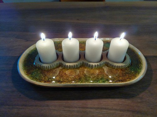 Adventní svícen se sklem - keramický