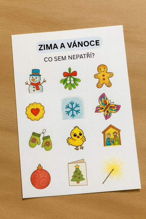 Pracovní list Zima a Vánoce – Co sem nepatří