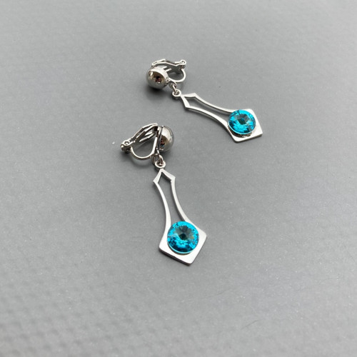 Antialergické klipsy Aquamarine Swarovski šipka