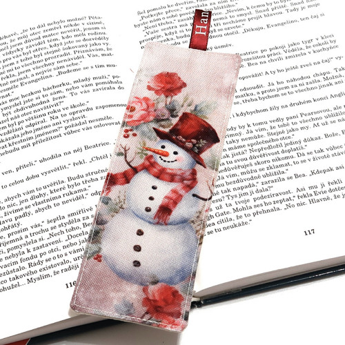 SNĚHULÁK - textilní záložka do knihy