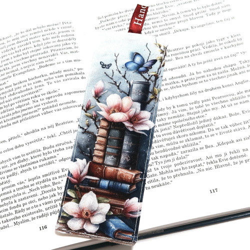 KNIHY S KVĚTINOU - textilní záložka do knihy