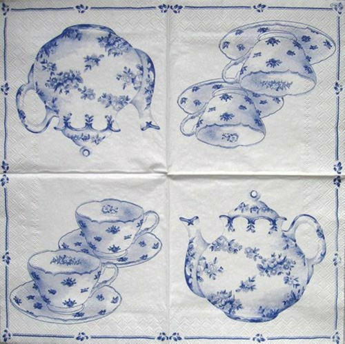 Papírový ubrousek modrobílý Porcelán, modrotisk