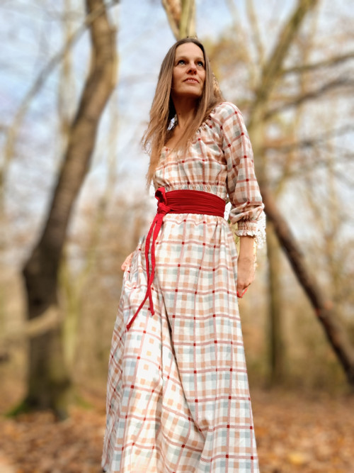 Maxi Šaty Zimní Hřejivé,Kostka Tartan