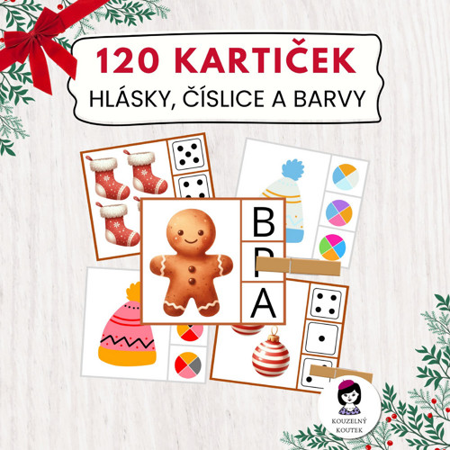 Vánoční kolíčkování - počítání, barvy, hláska