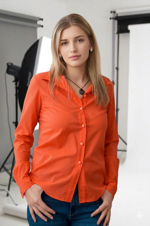 Dámska košeľa oranžová zo 100% bavlny