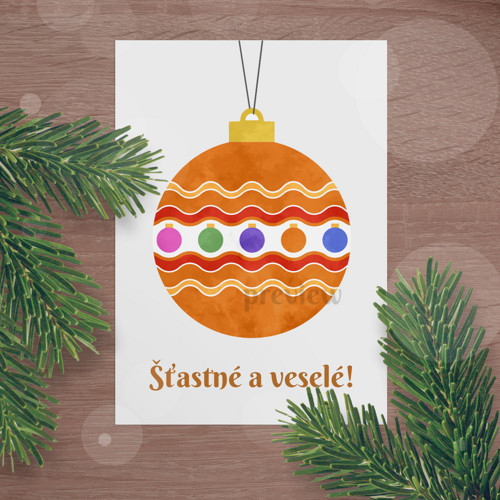 Vánoční pohlednice Middle ornament - koule