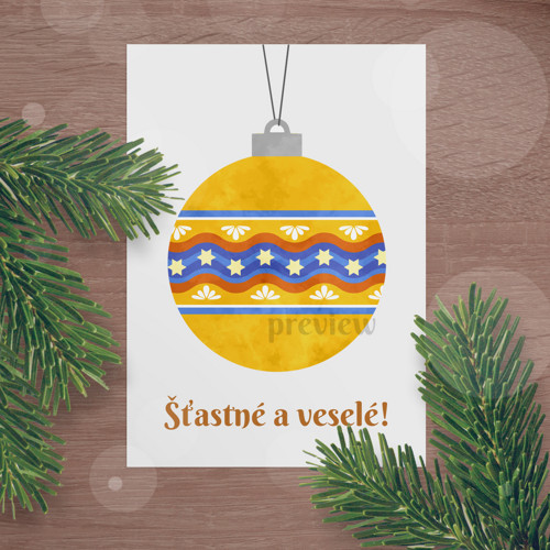 Vánoční pohlednice Middle ornament - stars
