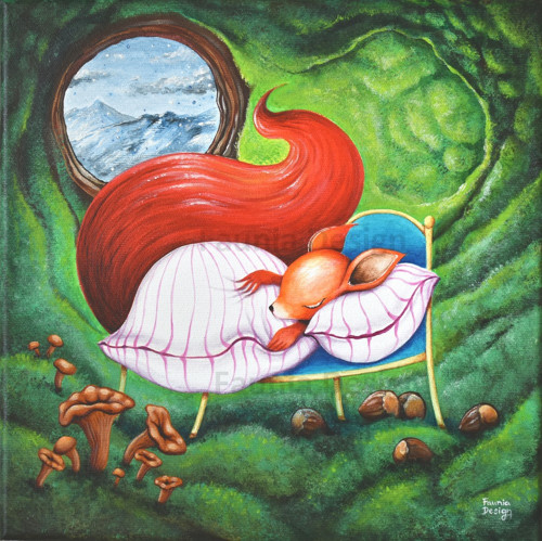 "V mechovém pelíšku" - 30x30cm