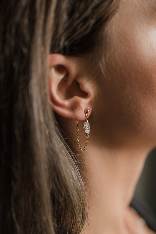 Celesta - řetízkové náušnice s herkimer diamanty