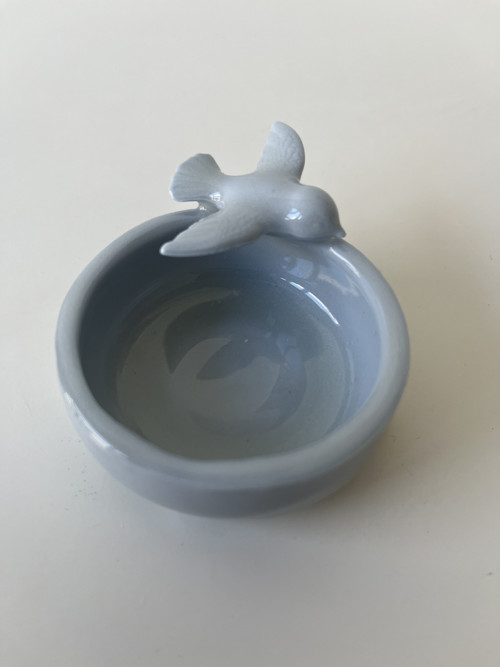 Porcelánový svícen /miska Ptáček modrý
