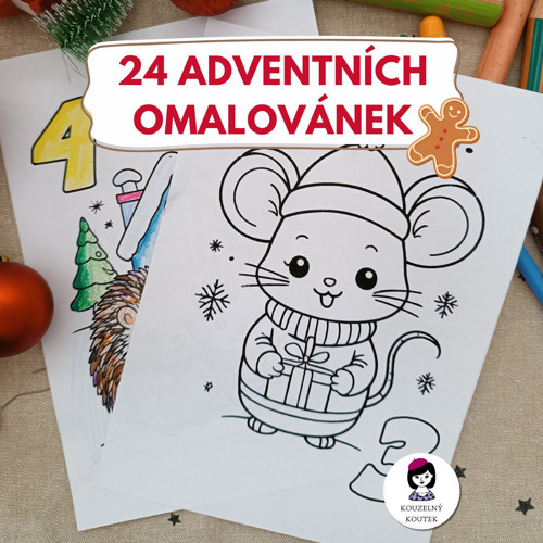 24 adventních omalovánek | Advent | Vánoce |