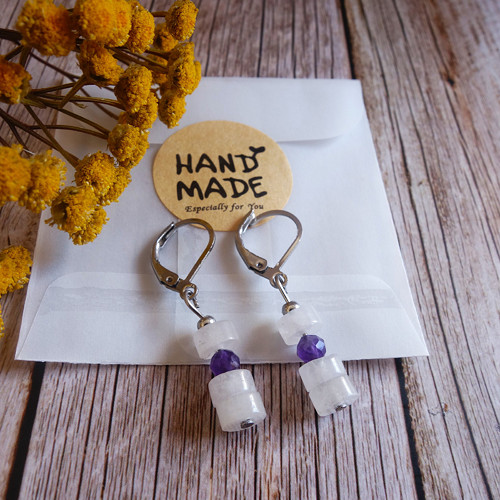 Náušnice jadeit/ametyst — foto 1