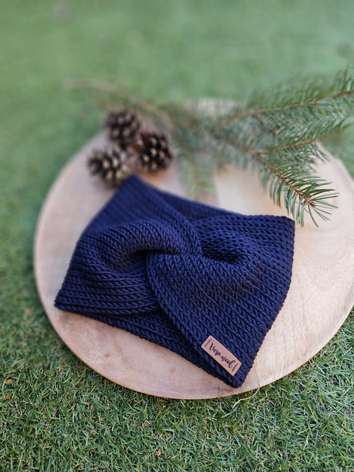 Twist merino čelenka - tmavě modrá