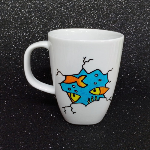 Porcelánový hrníček - rybičky, 300 ml