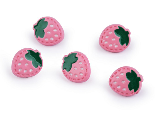 Knoflík dětský 13x15 mm (2ks) - jahoda