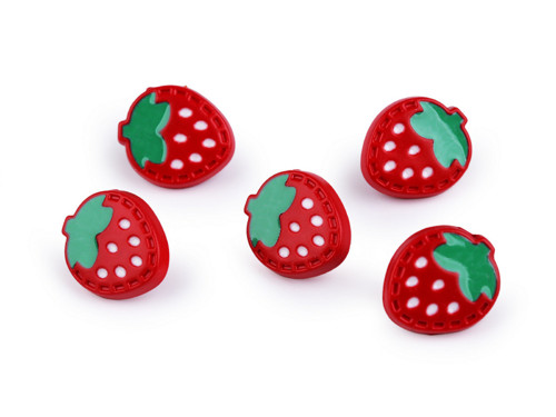 Knoflík dětský 13x15 mm (2ks) - jahoda