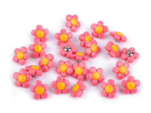 Knoflík květ 14 mm (2ks) - růžová