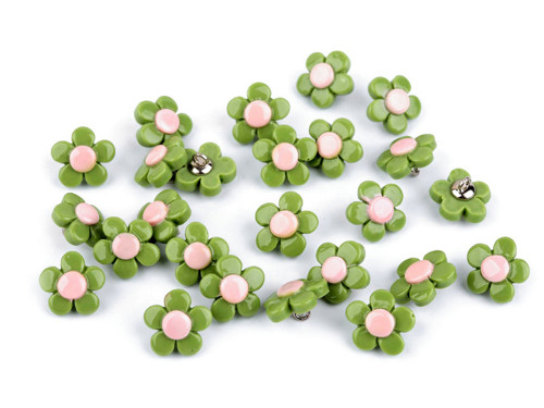 Knoflík květ 14 mm (2ks) - zelená