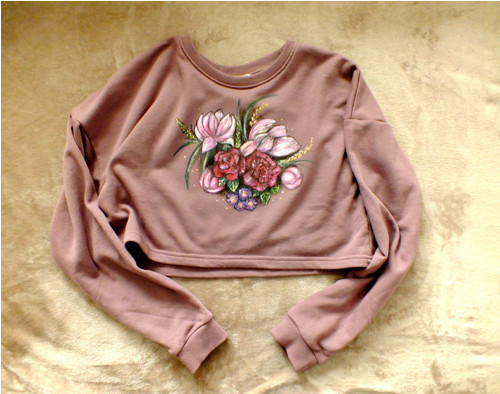 Růžové mámení - mikinový crop top