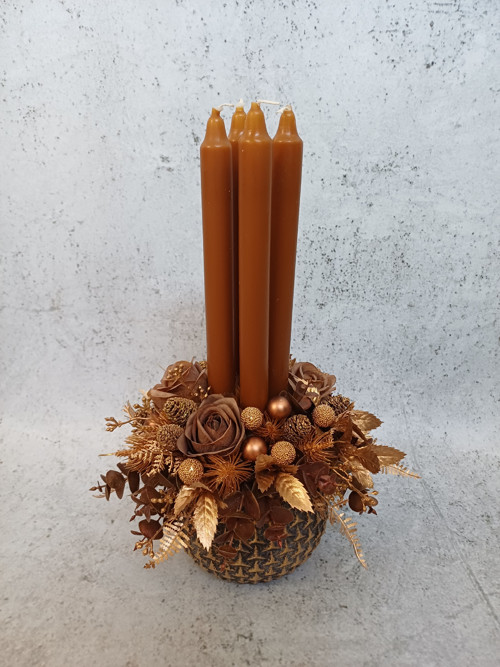 Adventní svícínek v hnědozlaté