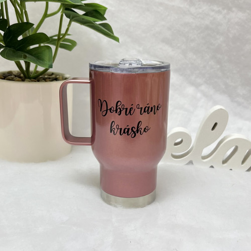 Termohrnek rosegold Dobré ráno krásko 450ml