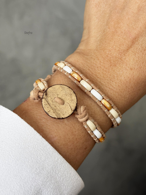 Kožený wrap náramek - Gentle Touch — foto 1