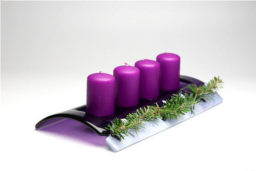 Adventní skleněný svícen Purple magic