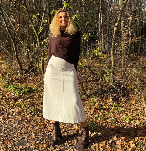 Zvonová sukně smetanová