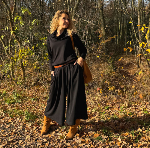 Kalhotová sukně maxi černá — foto 1