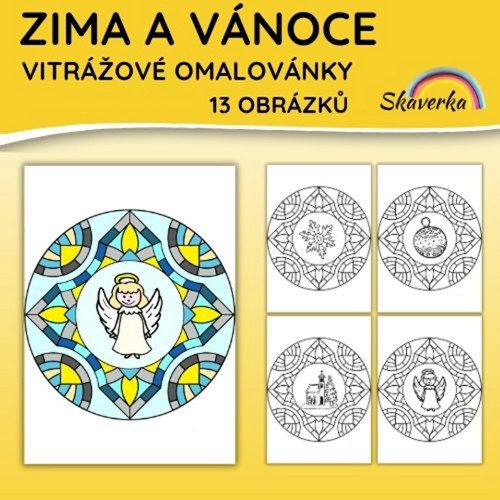 VITRÁŽOVÉ OMALOVÁNKY - Zima a Vánoce (pdf)