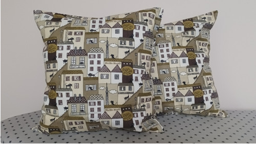 Povlak na polštářek domky 40cm x 40cm