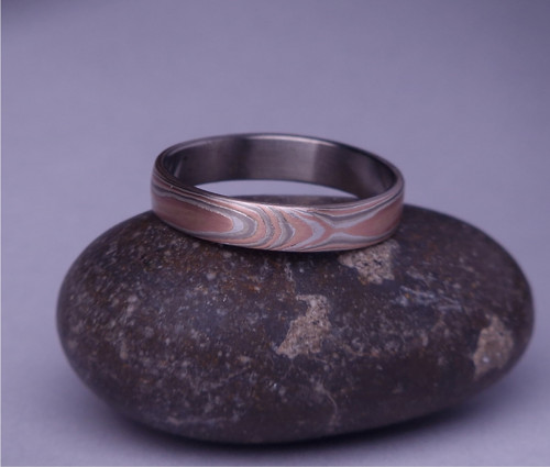 Mokume gane prsten s paladiem