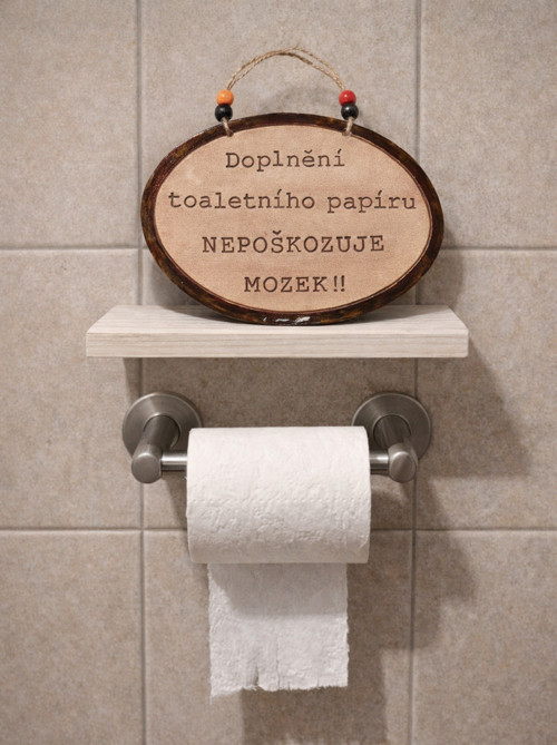 . 201 Keramická cedulka s vtipným textem na WC