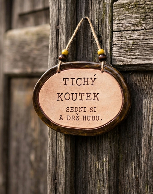 . 240 Keramická cedulka s vtipným textem