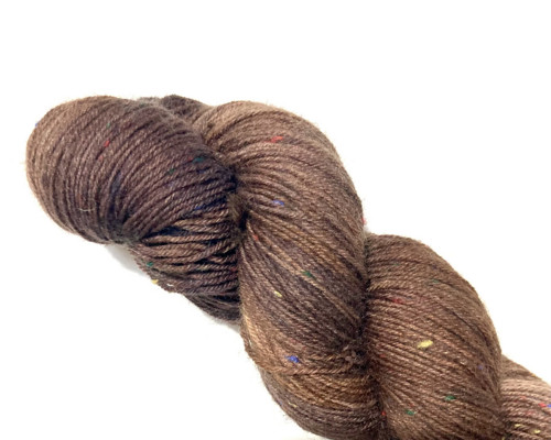 Ručně barvená ponožková příze Tweed - tmavě hnědá