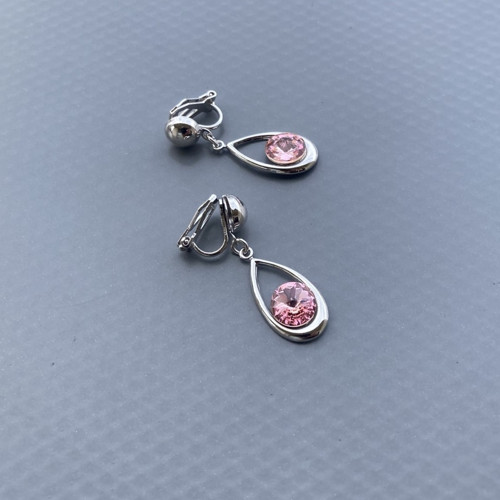 Antialergické klipsy Light rose Swarovski slza