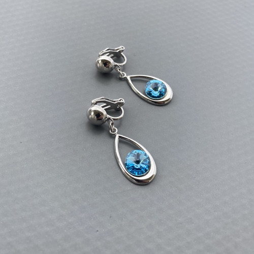 Antialergické klipsy Aquamarine Swarovski slza