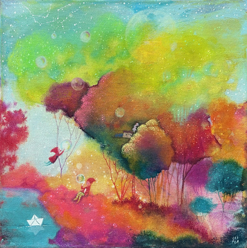 Sen o papírové lodičce - 30x30cm — foto 1