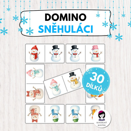 Zimní domino se sněhuláky | sněhuláci | Vánoce