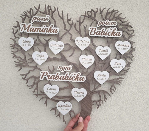 Dřevěné srdce Maminka, Babička, Prababička