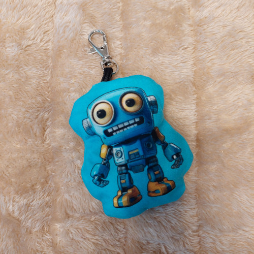 Modrý přívěsek MODRÝ ROBOT na batoh, kabelku,klíče