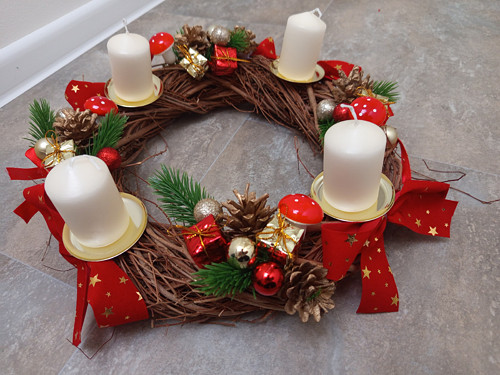 Adventní věneček trvanlivý- Muchomůrkový