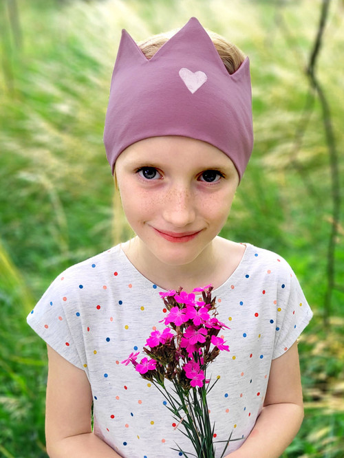 Čelenka korunka - šeříková se srdíčkem