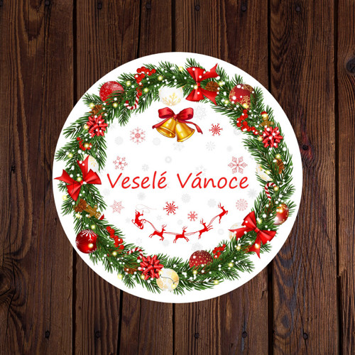 Samolepící etikety arch 24 ks Veselé Vánoce